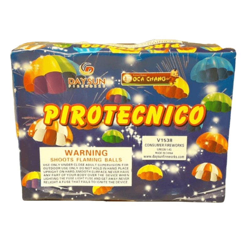 🎆 PIROTÉCNICO | Luces Chinas Oca Chang Se lanza un proyectil al aire y baja con un paracaídas. El Pirotécnico de Luces Chinas oca chang es un gran espectáculo aéreo.