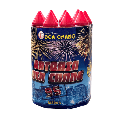 🎇 Bateria OCA CHANG 9s | OCA CHANG Esta batería exclusiva de Oca Chang tiene de 9 tiros, Esta batería pirotecnia es ideal y pequeña para una presentación rápida, quedaras sorprendido.
